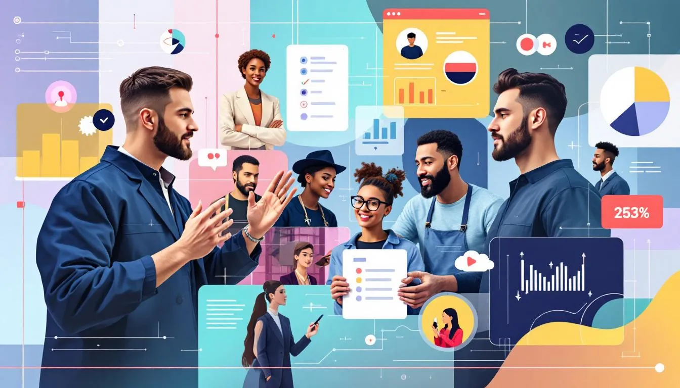 A collage of experts showcasing their skills to build brand awareness and showcase expertise.